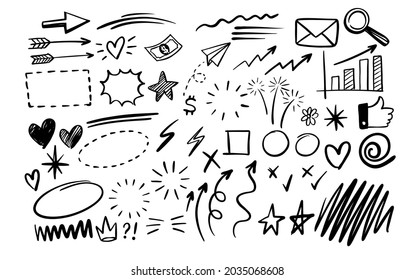 Hand drawn vector doodle design graphic elements.