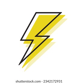 hand drawn vector doodle electric lightning symbol sketch illustration. colored. thunder symbol doodle icon.

