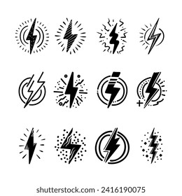 Hand drawn vector doodle electric lightning symbol sketch. thunder, vector illustration