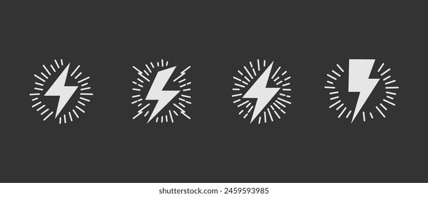 Hand drawn vector doodle electric lightning symbol sketch. thunder, vector illustration