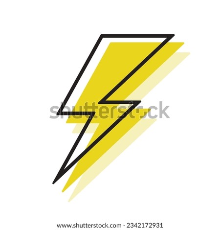 hand drawn vector doodle electric lightning symbol sketch illustration. colored. thunder symbol doodle icon.


