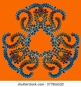 Hand drawn vector doodle Ethnic mandala with colorful floral round ornament. Zen tangle, boho style