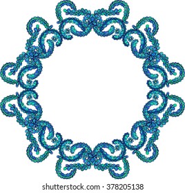 Hand drawn vector doodle Ethnic mandala with colorful floral round ornament. Zen tangle, boho style