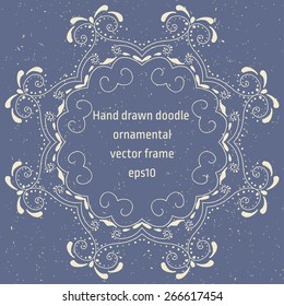 Hand drawn vector doodle floral circle unique vector vintage ornamental frame