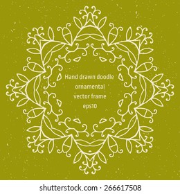 Hand drawn vector doodle floral circle unique vector vintage ornamental frame