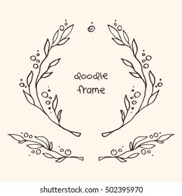 Hand drawn vector doodle floral frame