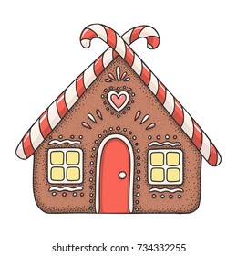 Hand drawn vector doodle gingerbread house
