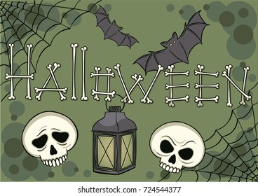 Hand drawn vector doodle halloween greeting card