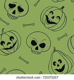 Hand drawn vector doodle halloween seamless pattern