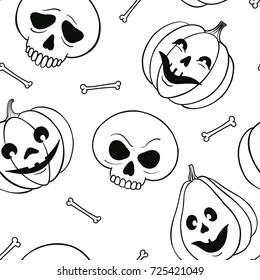 Hand drawn vector doodle halloween seamless pattern