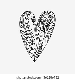 Hand drawn vector doodle heart.  Element for design and decorations.