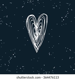 Hand drawn vector doodle heart with grunge texture.  Element for design and decorations.