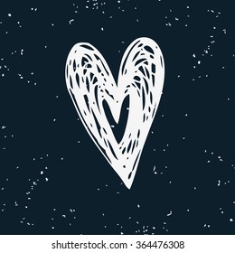Hand drawn vector doodle heart with grunge texture.  Element for design and decorations.