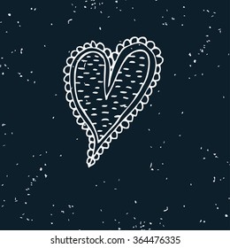 Hand drawn vector doodle heart with grunge texture.  Element for design and decorations.