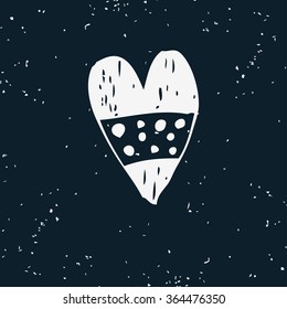 Hand drawn vector doodle heart with grunge texture.  Element for design and decorations.