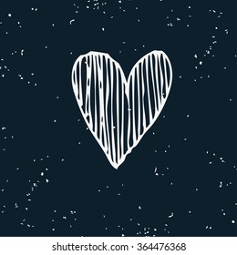 Hand drawn vector doodle heart with grunge texture.  Element for design and decorations.