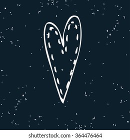 Hand drawn vector doodle heart with grunge texture.  Element for design and decorations.