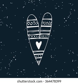 Hand drawn vector doodle heart with grunge texture.  Element for design and decorations.