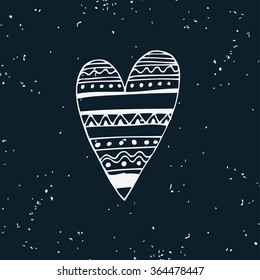 Hand drawn vector doodle heart with grunge texture.  Element for design and decorations.