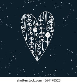 Hand drawn vector doodle heart with grunge texture.  Element for design and decorations.