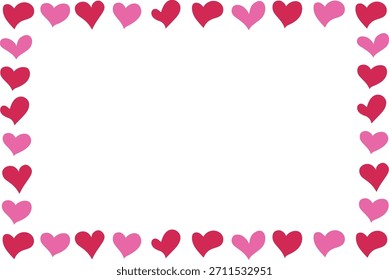 Dibujado a mano Vector doodle corazones marco sobre fondo blanco. 