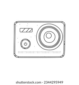 A hand drawn vector doodle illustration of an action camera vector illustration, isolated on white background