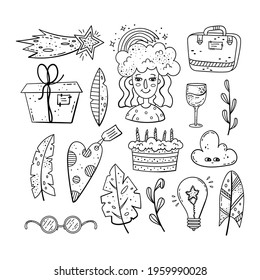 Hand drawn vector of doodle illustrations. Lifestyle doodle. 
