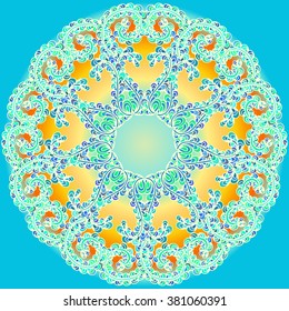 Hand drawn vector doodle mandala. Ethnic mandala with colorful floral round ornament. Zen tangle, boho style