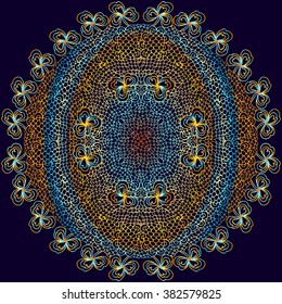 Hand drawn vector doodle mandala. Ethnic mandala with colorful floral round ornament. Zen tangle, boho style
