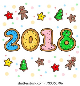 Hand drawn vector doodle new year greeting card
