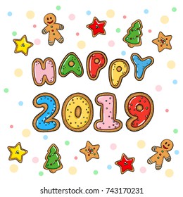Hand drawn vector doodle new year greeting card