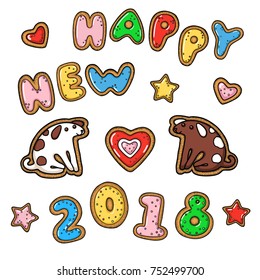 Hand drawn vector doodle new year greeting card