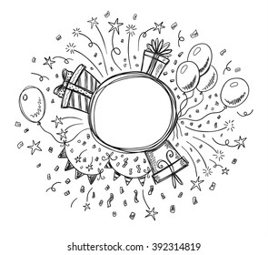 Hand Drawn Vector Doodle Party Frame