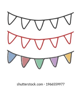 Hand drawn vector doodle set of garlands isolated on white background. Colorful elements for design.