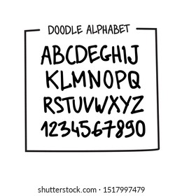 Hand drawn vector doodle style rough alphabet isolated on white background