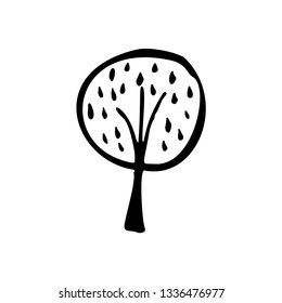 Hand drawn vector doodle trees. Simple nature isolated design element. 