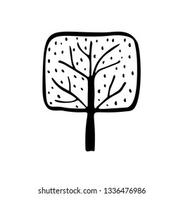 Hand drawn vector doodle trees. Simple nature isolated design element. 