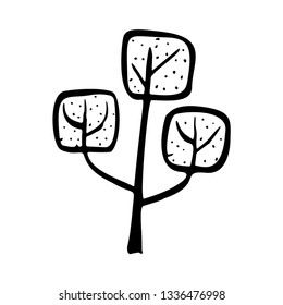 Hand drawn vector doodle trees. Simple nature isolated design element. 