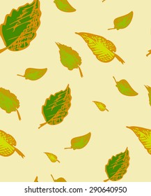 Hand drawn vector doodles Illustration. Seamless pattern. Leaves