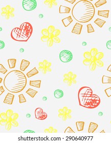 Hand drawn vector doodles Illustration. Seamless pattern. 