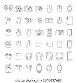Hand drawn vector doodles. Set of isolated objects. Gadgets