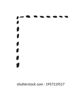 Hand drawn vector dotted corner border divider. Clip art, design element, geometric, dotted line, minimalistic  frame page. Typography and digital use. 
