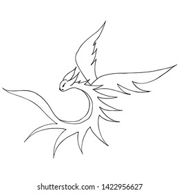 Hand drawn vector dragon illustration. Fantastic dragon icon. Freehand silhouette of mythology aminal. Fantasy outline illustration.