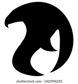 Hand drawn vector eagle illustration. Fantastic hawk icon. Freehand silhouette of outline crow . Fantasy outline illustration.
