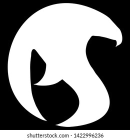 Hand drawn vector eagle illustration. Fantastic hawk icon. Freehand silhouette of outline crow . Fantasy outline illustration.