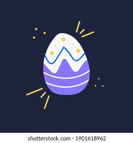 Hand drawn vector Eater egg with colorful pattern, Easter holiday graphic design element for decoration, sale, banner and greeting card. Doodle colorful illustration for spring ornament