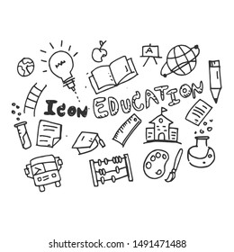 Hand Drawn Vector education icons set isolated on white background. symbols