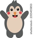 hand drawn vector element illustration childish cute penguin