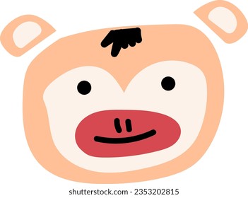 hand drawn vector element illustration childish monkey face