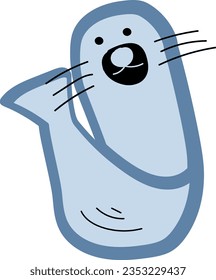 hand drawn vector element illustration childish cute seal